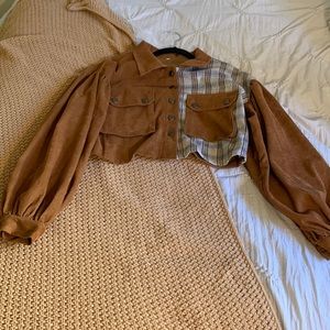 Corduroy button down crop top jacket.